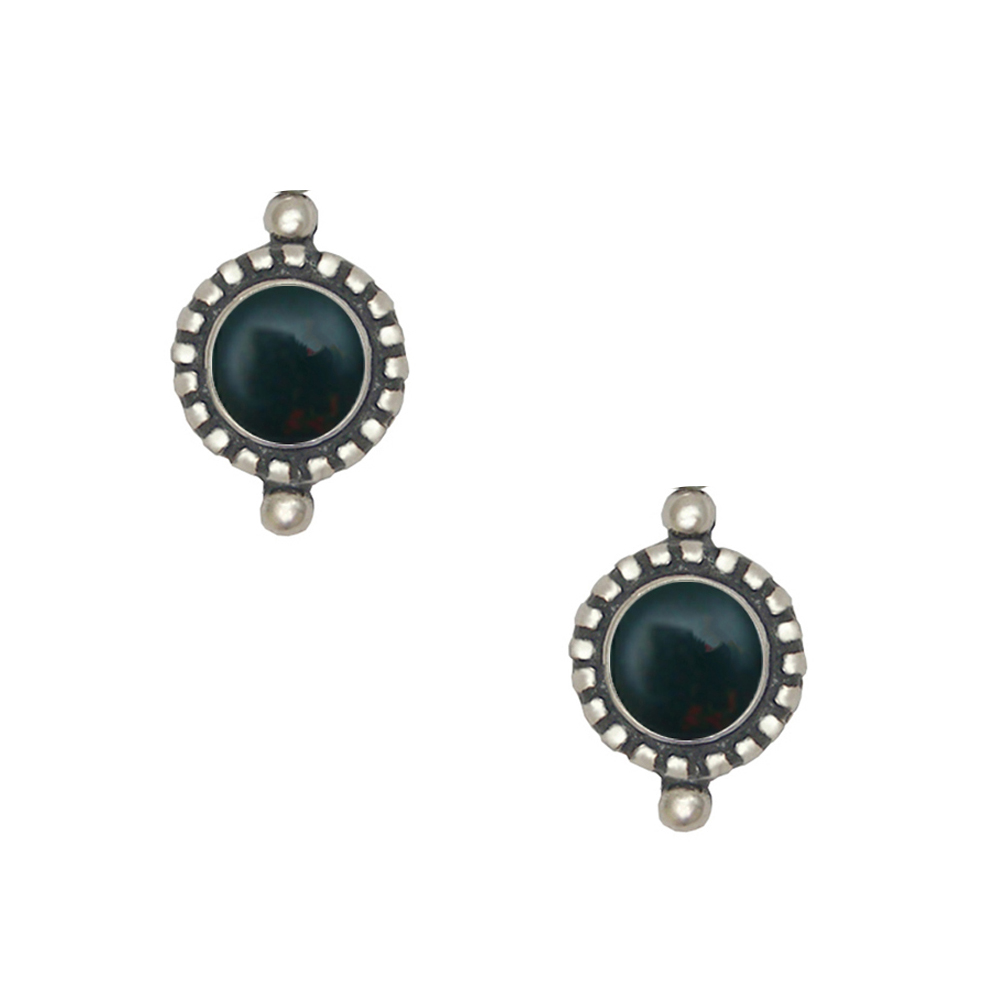 Sterling Silver Little Bloodstone Post Stud Earrings